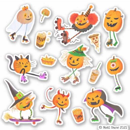 Sticker Halloween Roller Patinage Jack-o-lanterns (Devant)