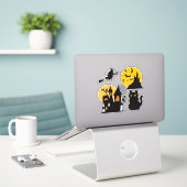 Sticker Halloween Set Haunted Maison Château Chat Sorcière (Ordinateur portable sur le bureau)