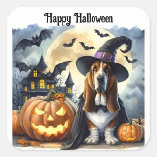 Sticker Halloween sorcier chien mignon