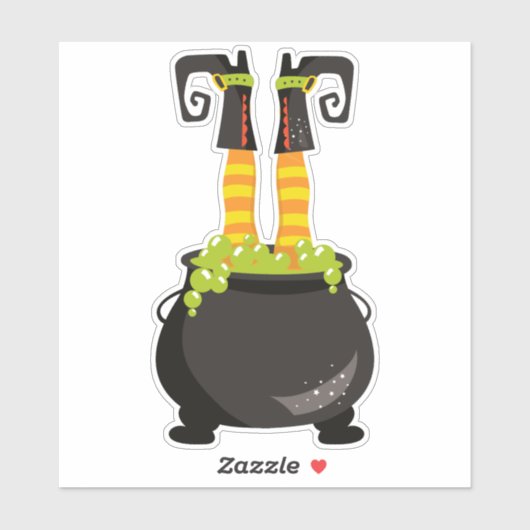 Sticker Halloween, Sorcière Cauldron, Jambes de sorcière,  (Feuille)