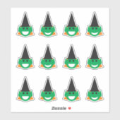 Sticker Halloween sorcière face à plaisir souriant joyeux  (Feuille)