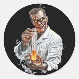 Sticker. Halloween. The Mad Scientist Ronde Sticker