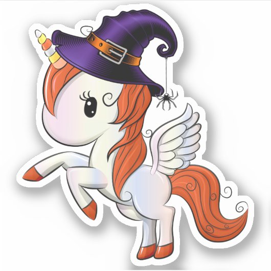 Sticker Halloween Unicorn Pegasus Witch (Devant)