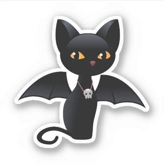 Sticker Halloween Vampire Chat noir avec ailes (Devant)