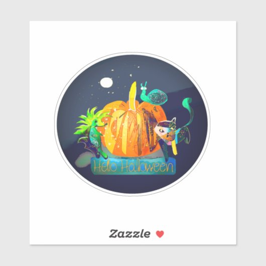Sticker  Halloween Vibe — Pumpkin Whispers & Animals (Feuille)