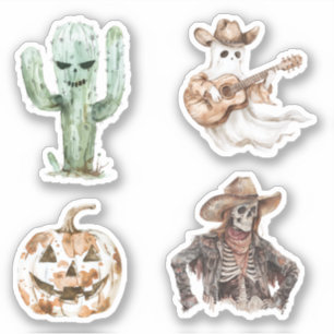 Sticker Halloween Western Cow-boy Cow-girl Cactus