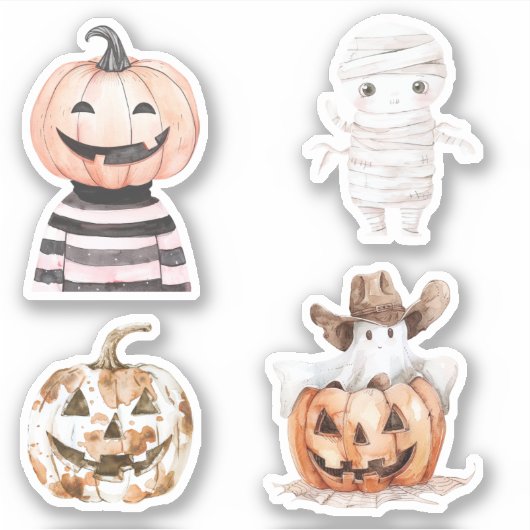Sticker Halloween Western Cowboy Pumpkin Mummy (Devant)
