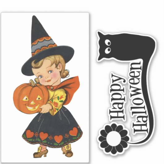 Sticker Halloween Witch And Owl (Devant)