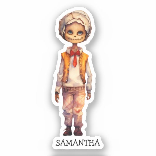 Sticker Halloween Zombie Cute Kid personnalisé (5) (Recto)