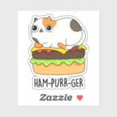 Sticker Ham-Purr-Ger Funny Chat Hamburger Pun (Feuille)