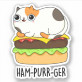 Sticker Ham-Purr-Ger Funny Chat Hamburger Pun (Devant)