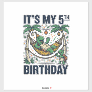 Sticker Hamac Tortue 5ème Anniversaire Gravure Vintage Des
