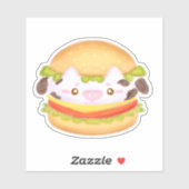 Sticker Hamburger de vache adorable (Feuille)