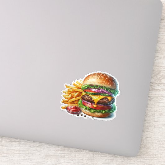 Sticker Hamburger et frites (Détail)