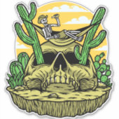 Sticker Hammock de camping squelette drôle de désert (Devant)