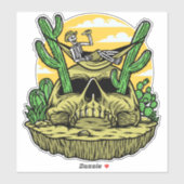 Sticker Hammock de camping squelette drôle de désert (Feuille)