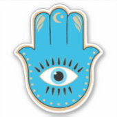 Sticker Hamsa main Grec mal Oeil bleu (Devant)