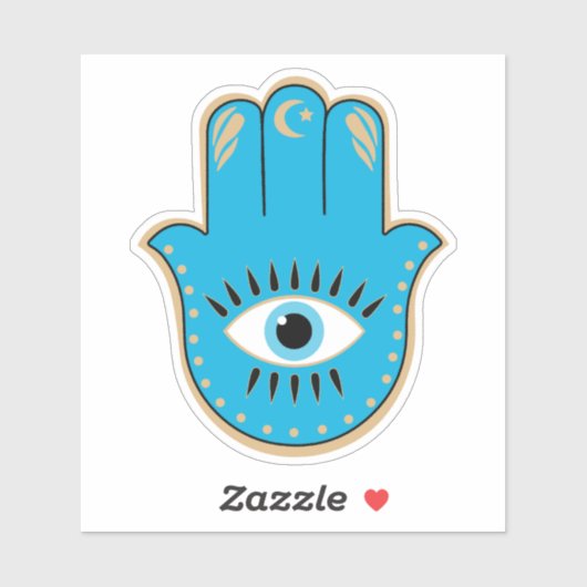 Sticker Hamsa main Grec mal Oeil bleu (Feuille)
