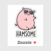 Sticker Hamsome Funny Pig Pun (Feuille)