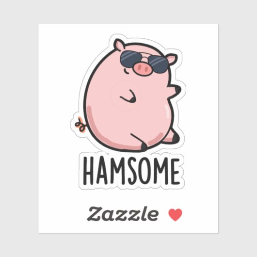 Sticker Hamsome Funny Pig Pun (Feuille)