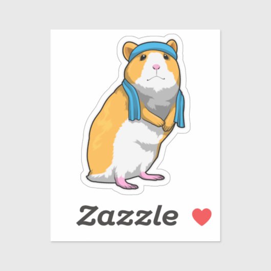 Sticker Hamster à Fitness avec serviette (Feuille)