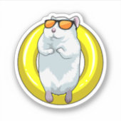 Sticker Hamster à la natation avec anneau de natation (Devant)
