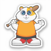 Sticker Hamster at Baseball with Baseball bat (Recto)
