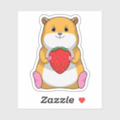Sticker Hamster aux fraises (Feuille)