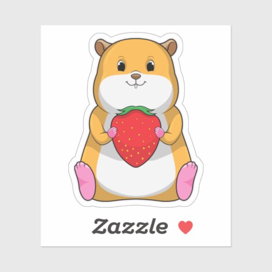 Sticker Hamster aux fraises (Feuille)