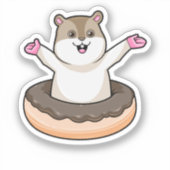 Sticker Hamster avec beignet au chocolat (Recto)