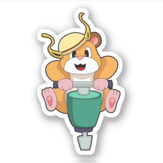 Sticker Hamster avec Jackhammer (Devant)