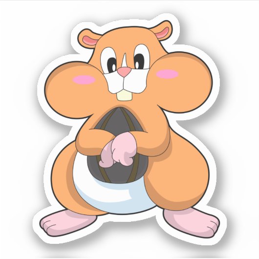 Sticker Hamster avec noyer (Devant)