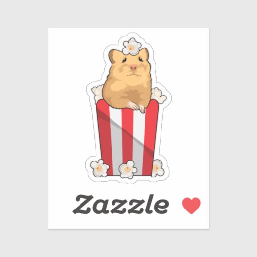 Sticker Hamster avec Popcorn (Feuille)