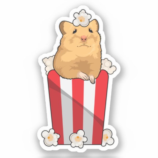 Sticker Hamster avec Popcorn (Recto)
