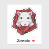 Sticker Hamster avec Rose (Feuille)