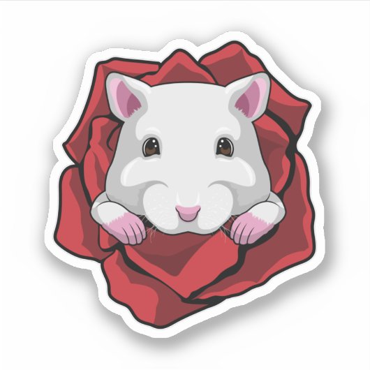 Sticker Hamster avec Rose (Devant)