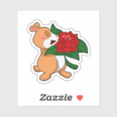 Sticker Hamster avec Rose à fleurs (Feuille)