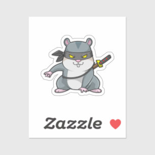 Sticker Hamster comme Ninja dans les arts martiaux avec ép