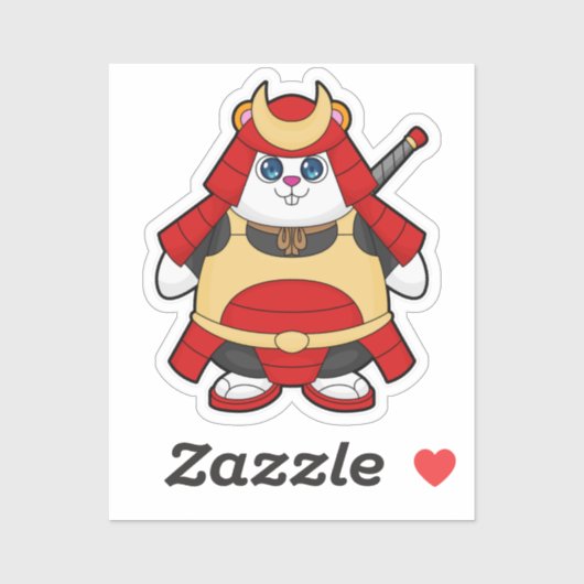 Sticker Hamster en guerrier avec Armor (Feuille)