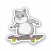 Sticker Hamster en patinage avec skateboard (Recto)