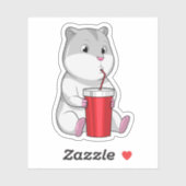 Sticker Hamster with Mug & Drinking straw (Feuille)