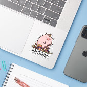 Sticker Hamstring Funny Pig Pun (Ordinateur portable avec iPhone)