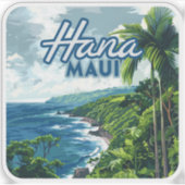 Sticker Hana Maui Hawaii Road à Hana Beach Coast Retro (Devant)