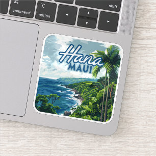 Sticker Hana Maui Hawaii Road à Hana Beach Coast Retro