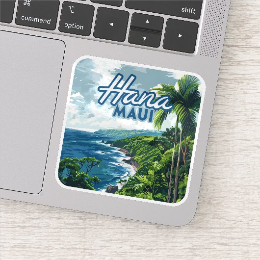Sticker Hana Maui Hawaii Road à Hana Beach Coast Retro (Détail)