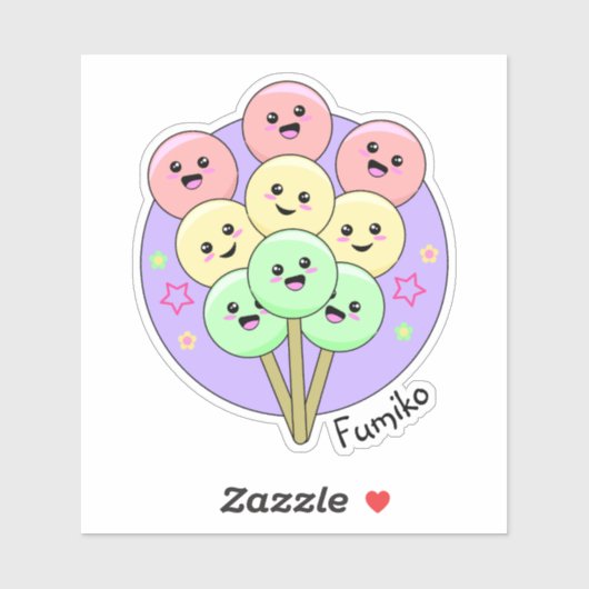 Sticker Hanami Dango Sweet Japanese Kawaii Food (Feuille)