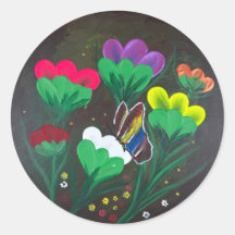 Sticker- Handgemaakte kunst - Vlinderbloem