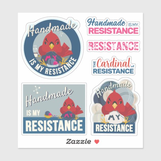 Sticker "Handmade est Ma Résistance" Collection Bleue (Feuille)