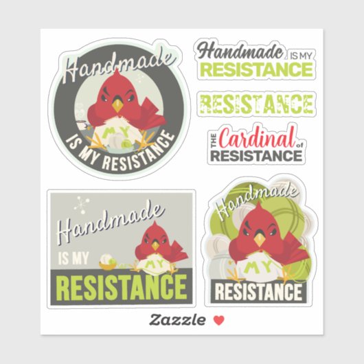 Sticker "Handmade est Ma Résistance" Collection olive lime (Feuille)