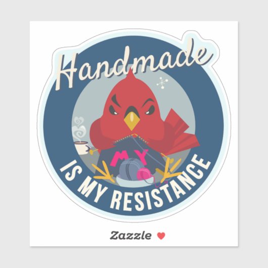 Sticker Handmade is My Resistance Blue Round Badge (Feuille)